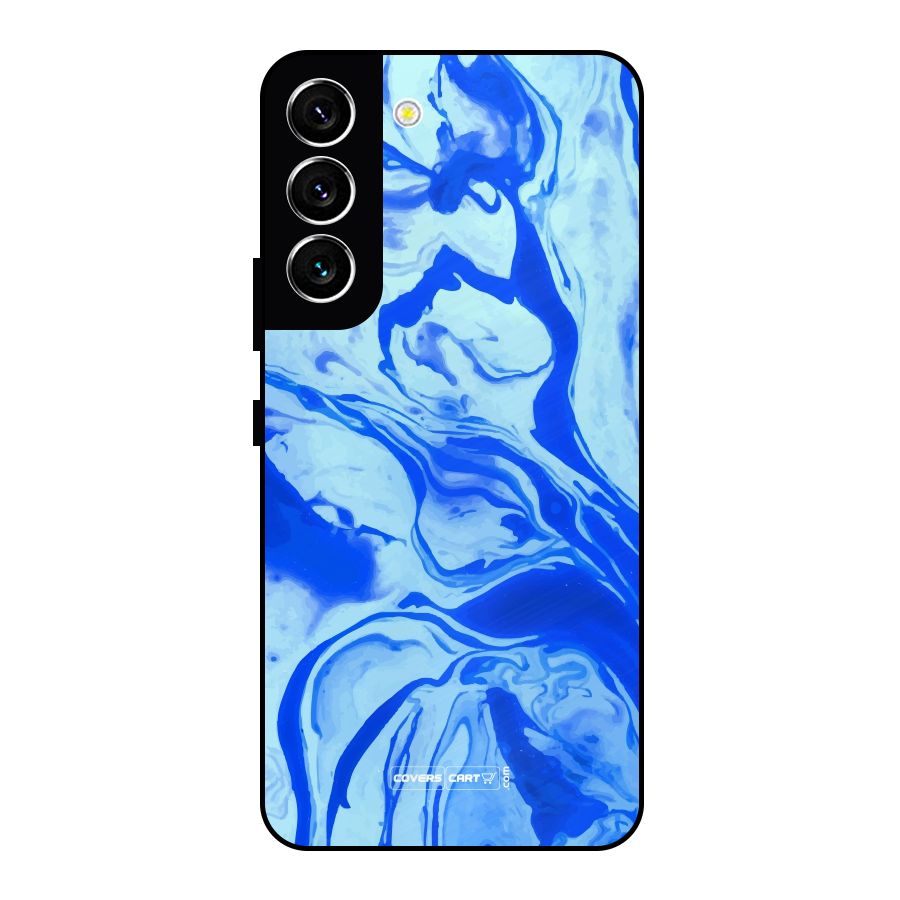 Blaze Blue Marble Texture Metal Back Case for Galaxy S22 5G