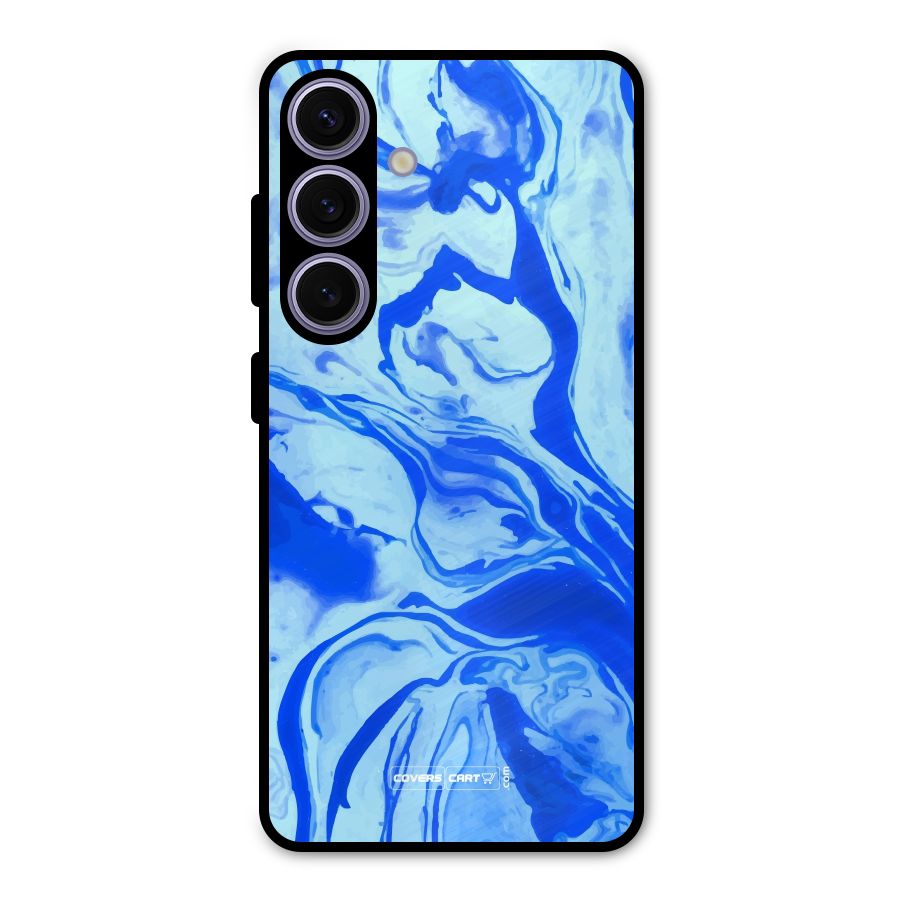 Blaze Blue Marble Texture Metal Back Case for Galaxy S24
