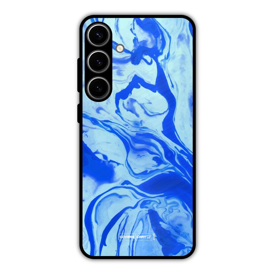 Blaze Blue Marble Texture Metal Back Case for Galaxy S24 Plus