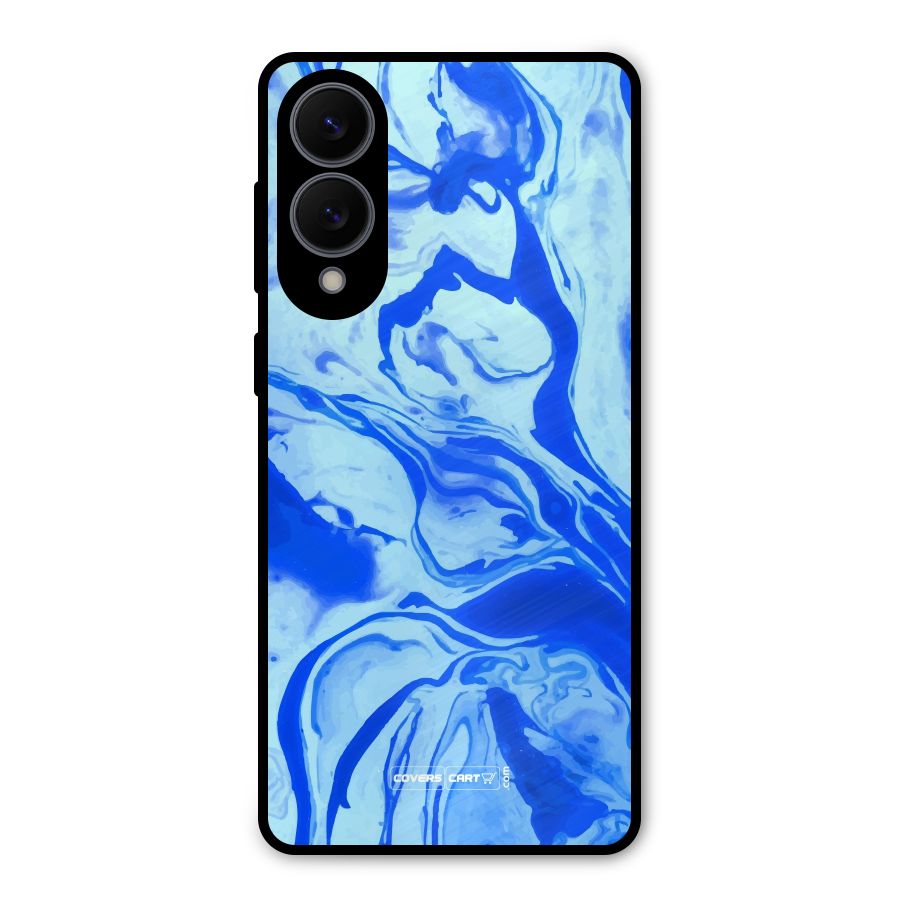 Blaze Blue Marble Texture Metal Back Case for Galaxy S25 Edge