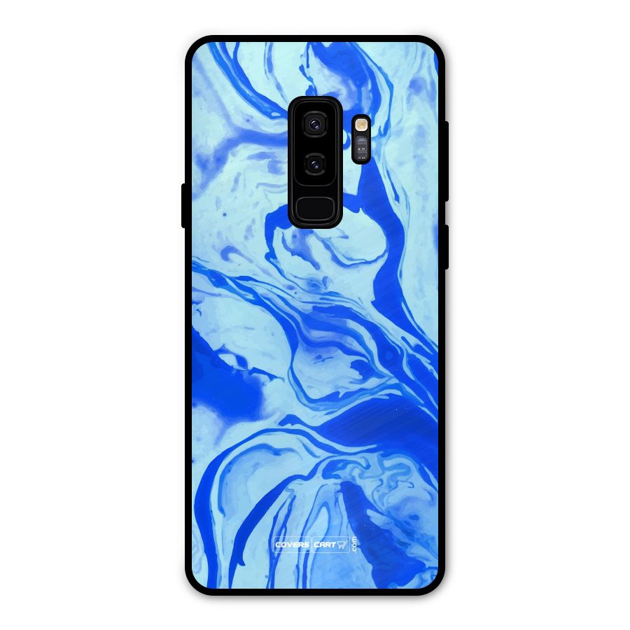 Blaze Blue Marble Texture Metal Back Case for Galaxy S9 Plus