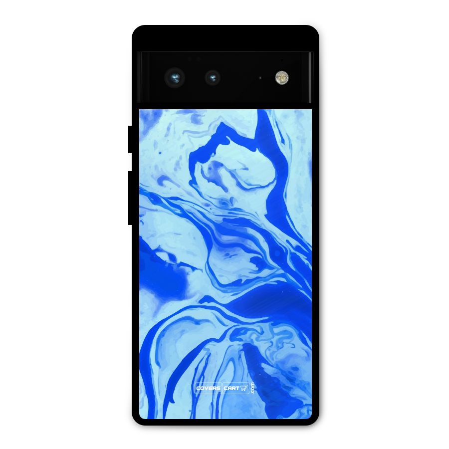 Blaze Blue Marble Texture Metal Back Case for Google Pixel 6