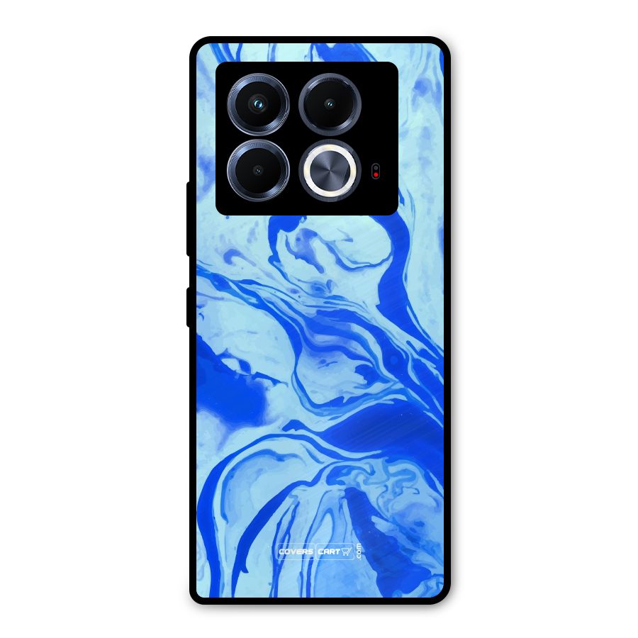 Blaze Blue Marble Texture Metal Back Case for Infinix Note 40 5G