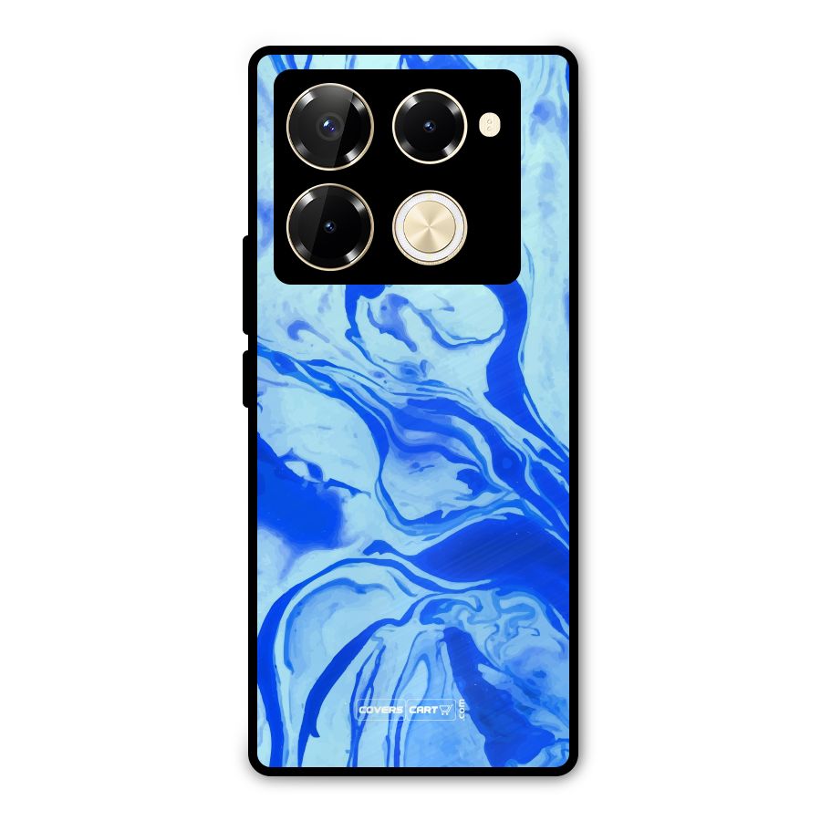 Blaze Blue Marble Texture Metal Back Case for Infinix Note 40 Pro Plus