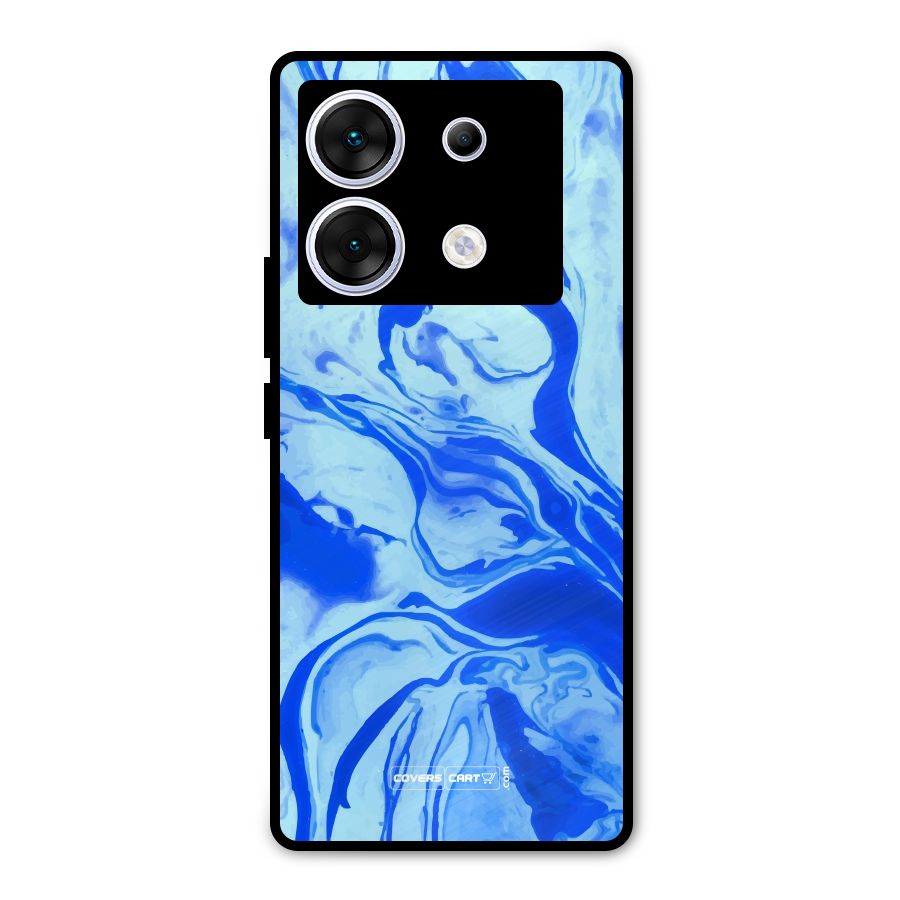 Blaze Blue Marble Texture Metal Back Case for Infinix Zero 30 5G