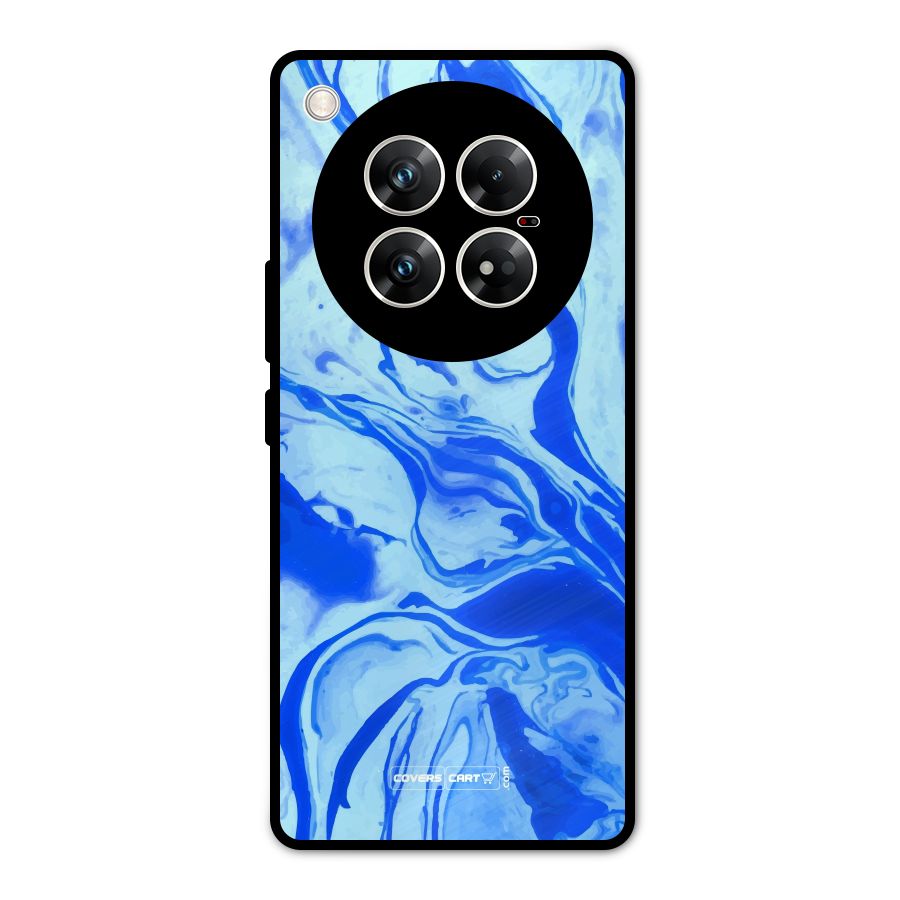 Blaze Blue Marble Texture Metal Back Case for Infinix Zero 40 5G