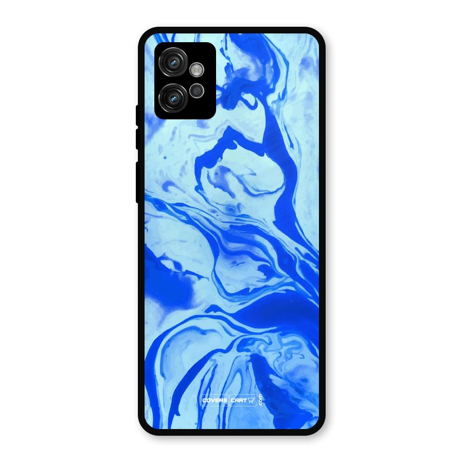 Blaze Blue Marble Texture Metal Back Case for Moto G32