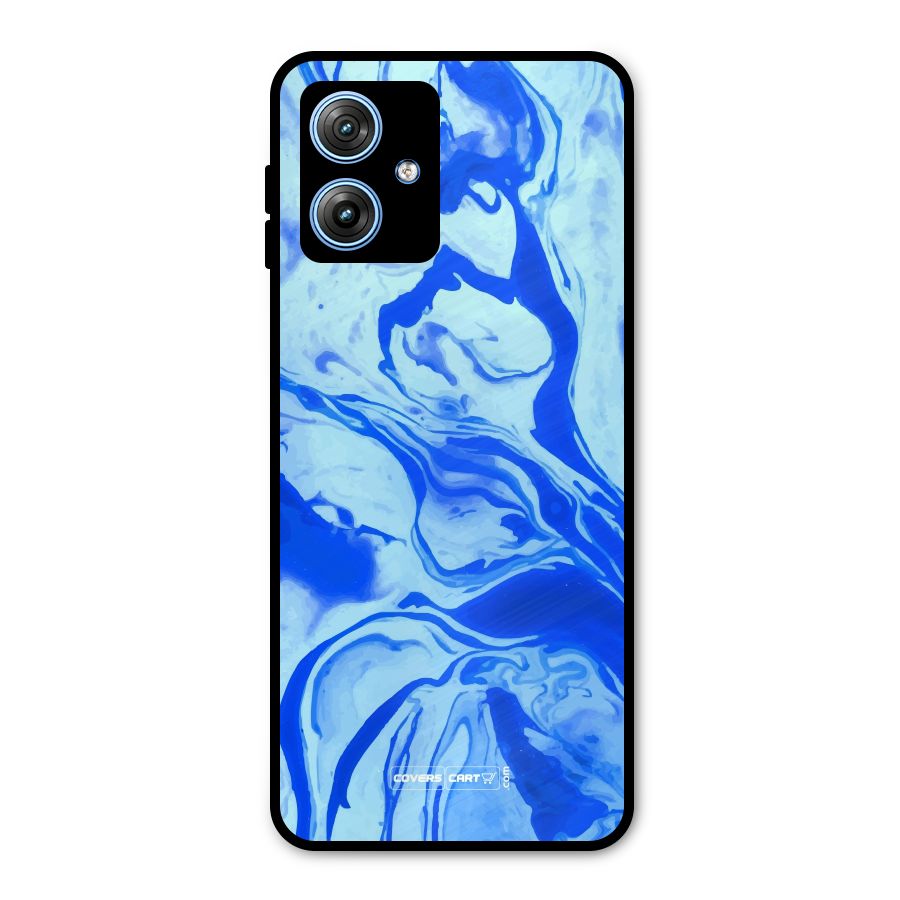 Blaze Blue Marble Texture Metal Back Case for Moto G54