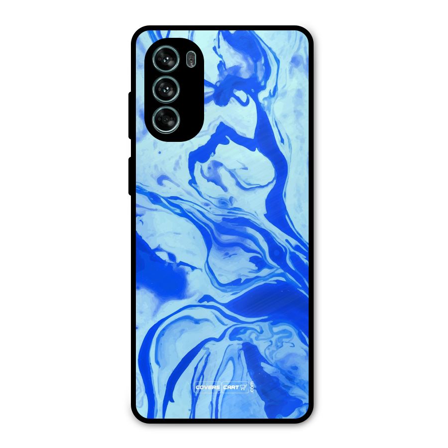 Blaze Blue Marble Texture Metal Back Case for Moto G62