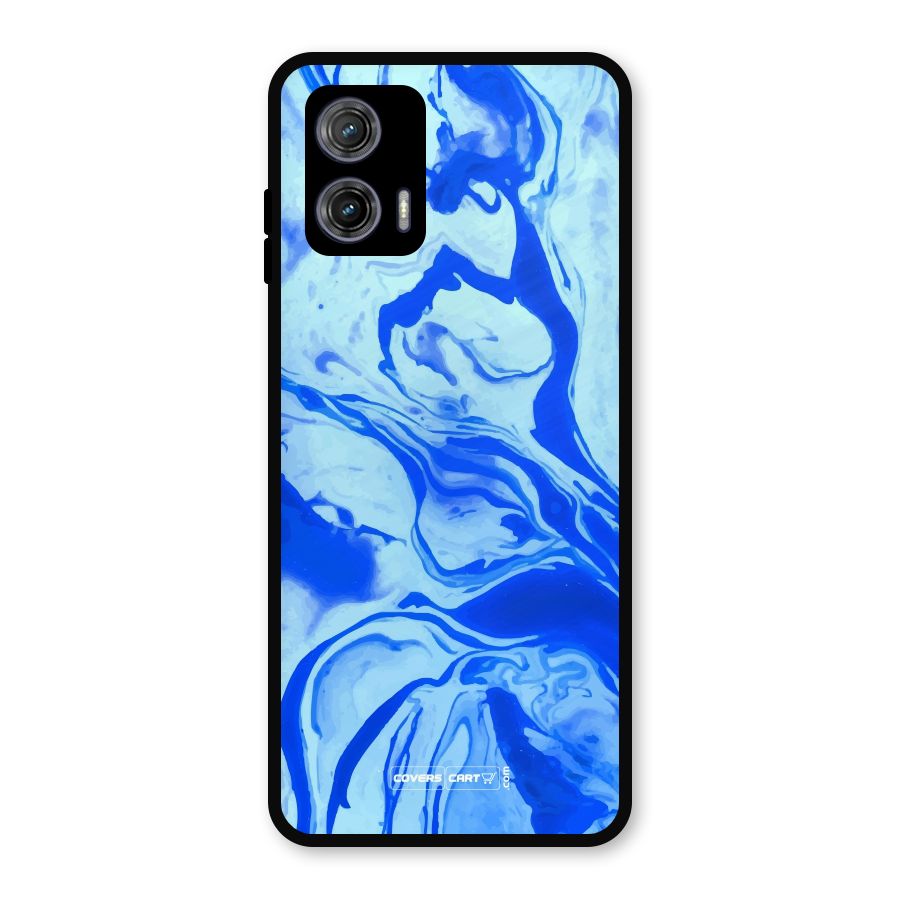 Blaze Blue Marble Texture Metal Back Case for Moto G73