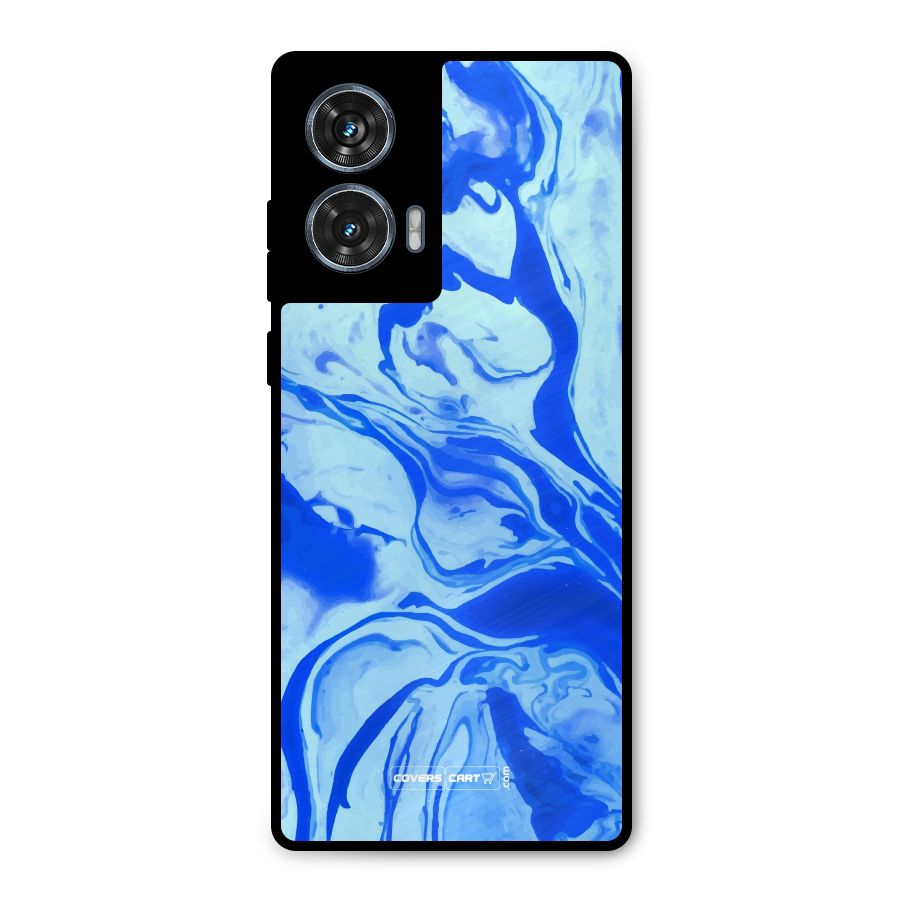 Blaze Blue Marble Texture Metal Back Case for Motorola Edge 50 Fusion