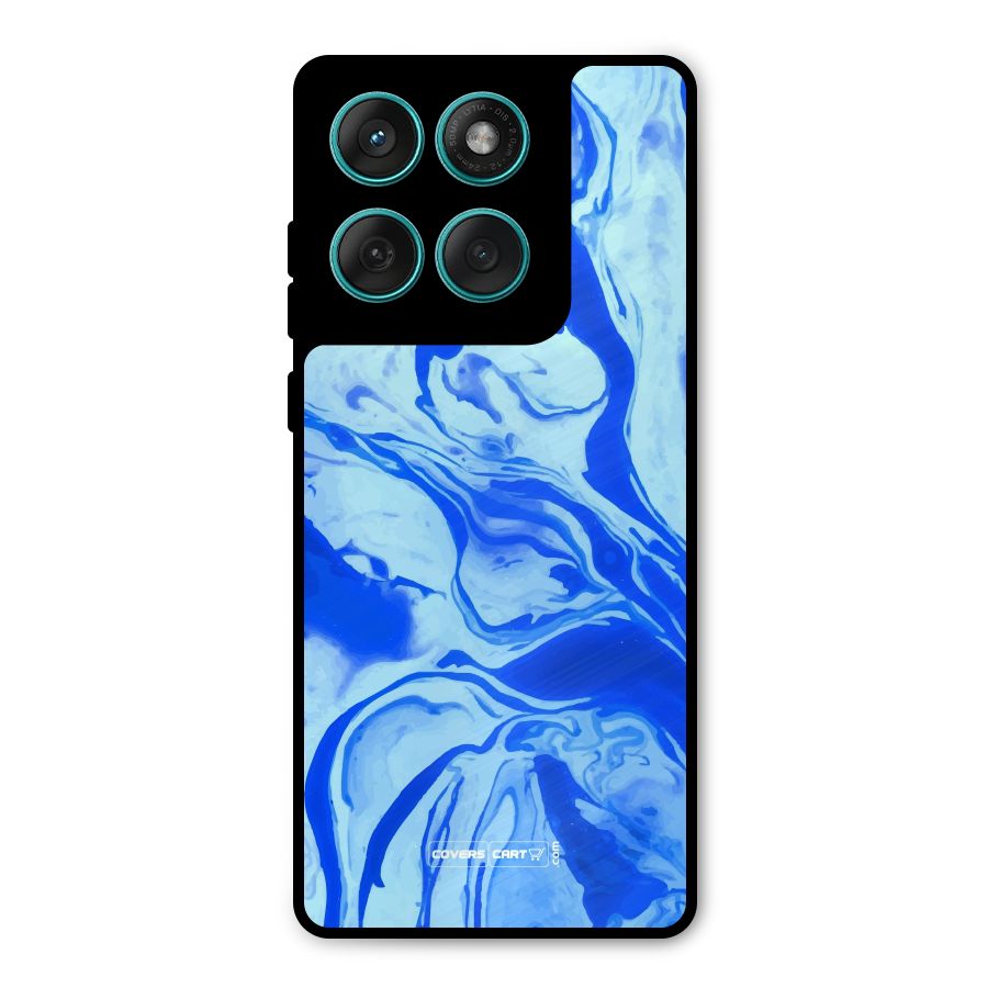 Blaze Blue Marble Texture Metal Back Case for Motorola Edge 60