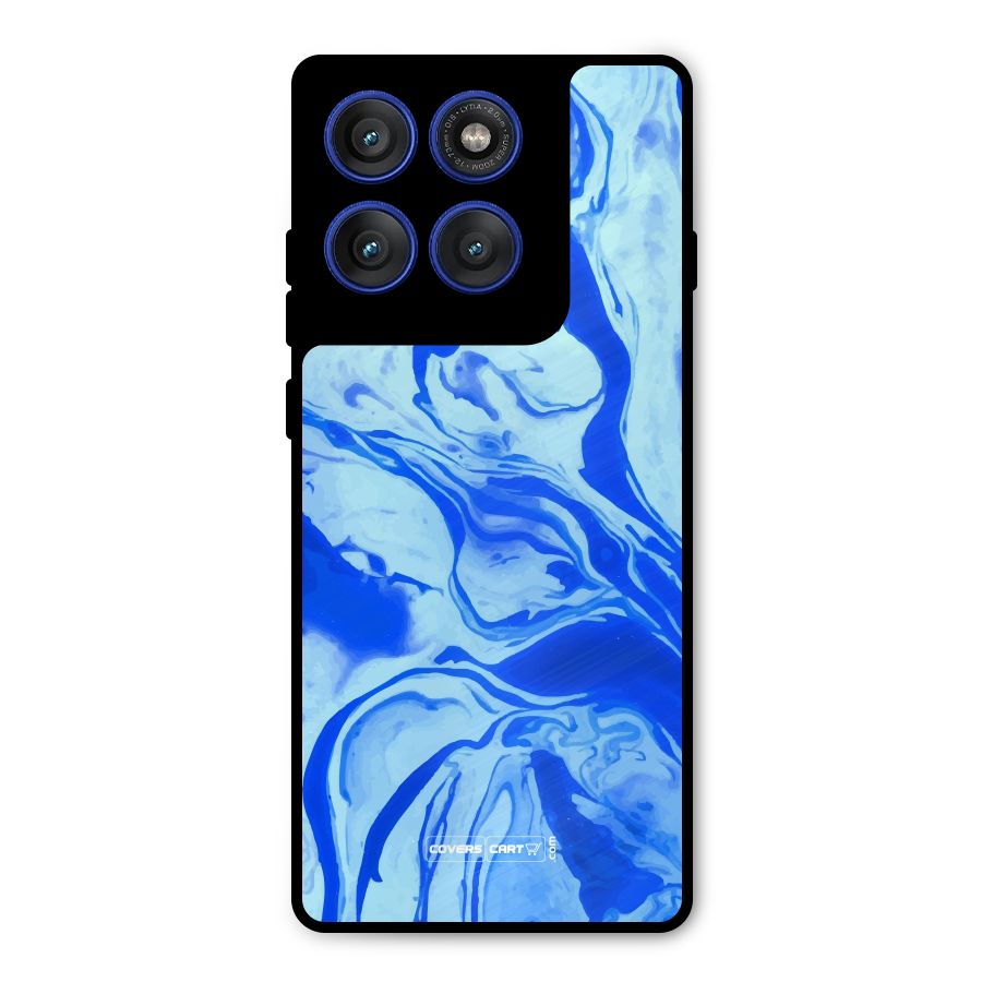Blaze Blue Marble Texture Metal Back Case for Motorola Edge 60 Pro
