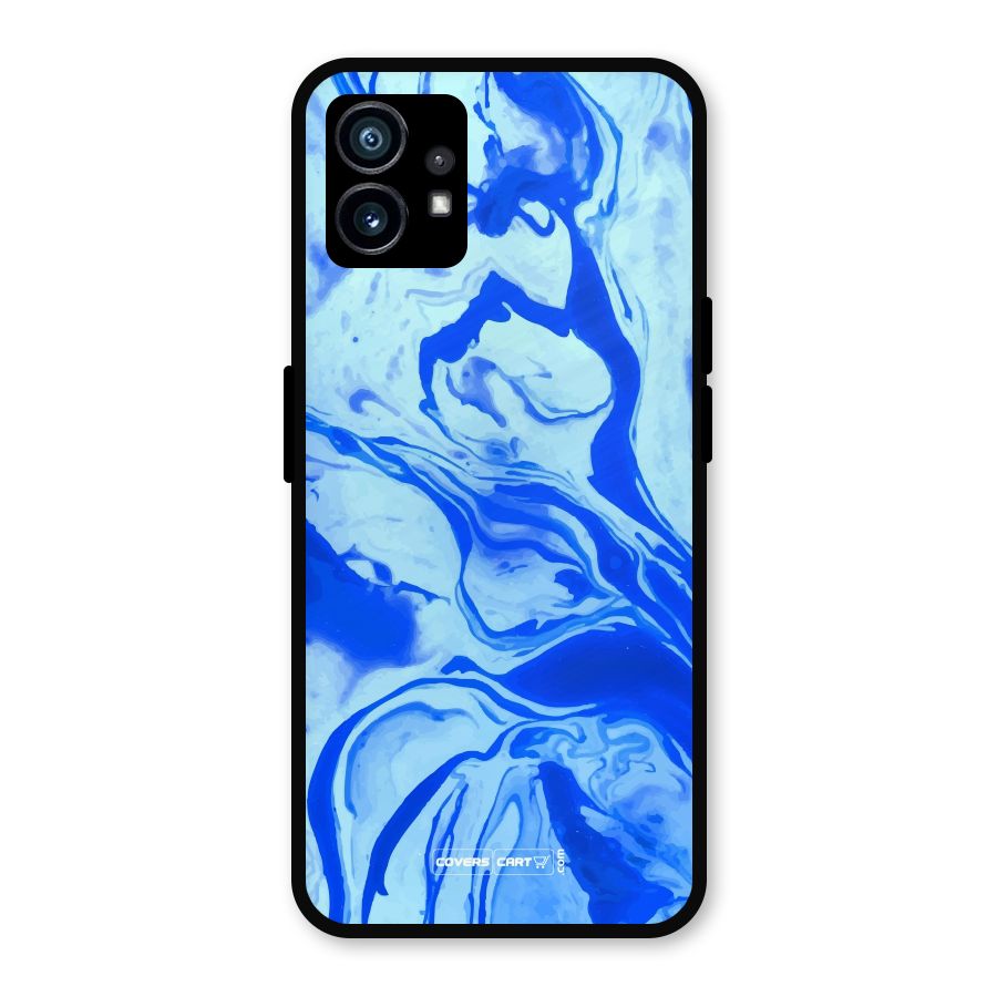 Blaze Blue Marble Texture Metal Back Case for Nothing Phone 1