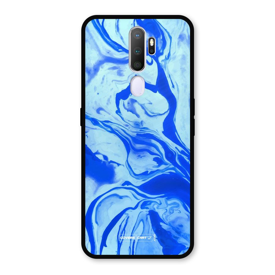 Blaze Blue Marble Texture Metal Back Case for Oppo A9 (2020)