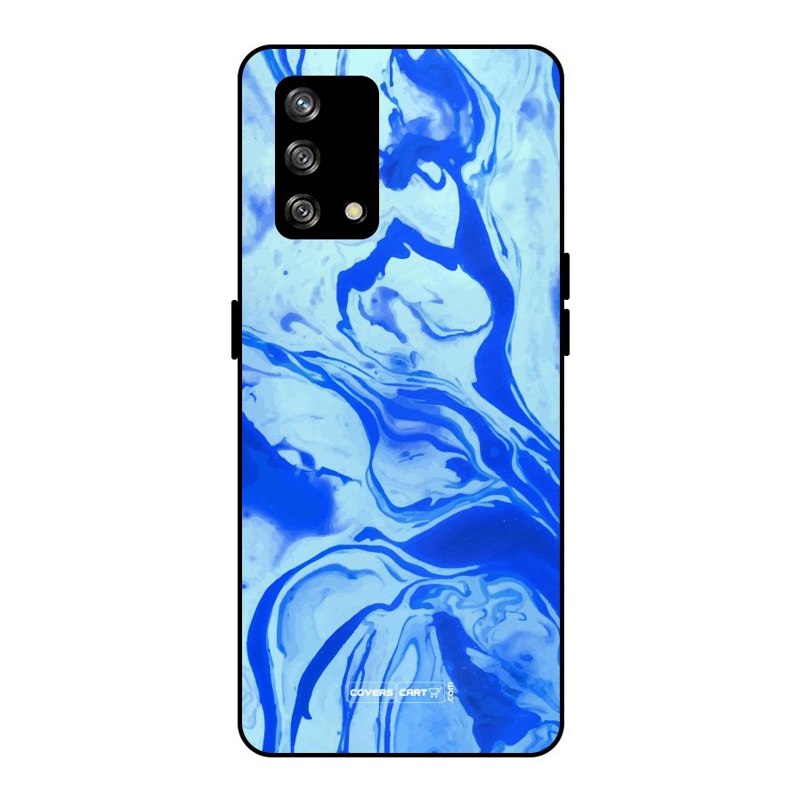 Blaze Blue Marble Texture Metal Back Case for Oppo F19