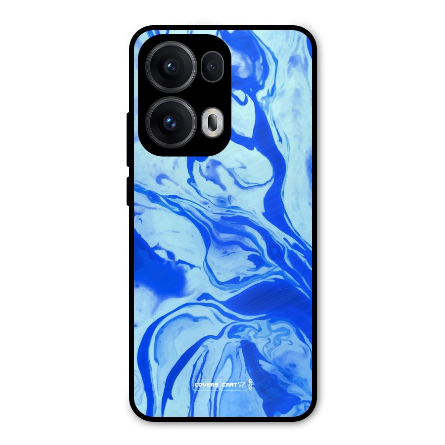 Blaze Blue Marble Texture Metal Back Case for Oppo Reno13 Pro