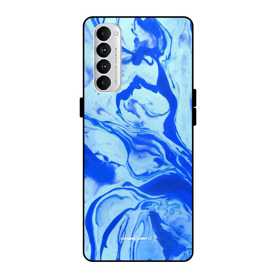 Blaze Blue Marble Texture Metal Back Case for Oppo Reno4 Pro
