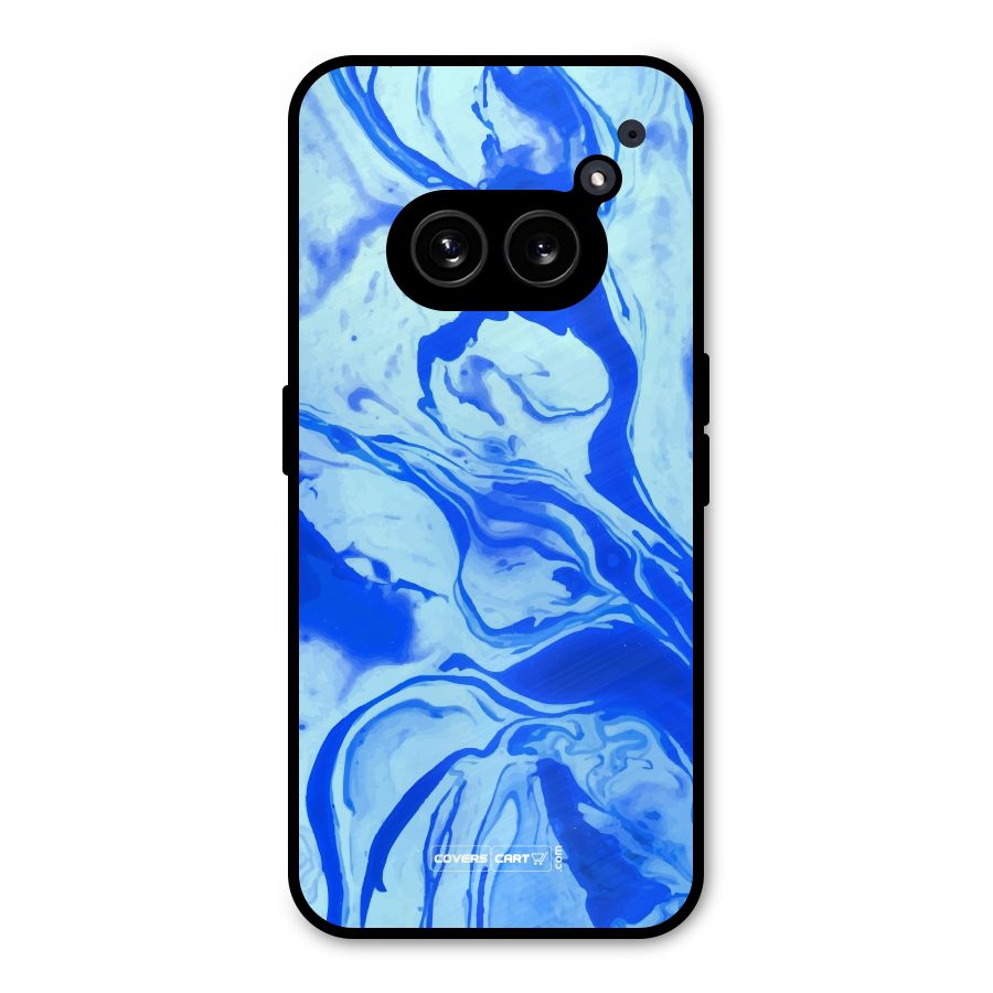 Blaze Blue Marble Texture Metal Back Case for Nothing Phone 2a
