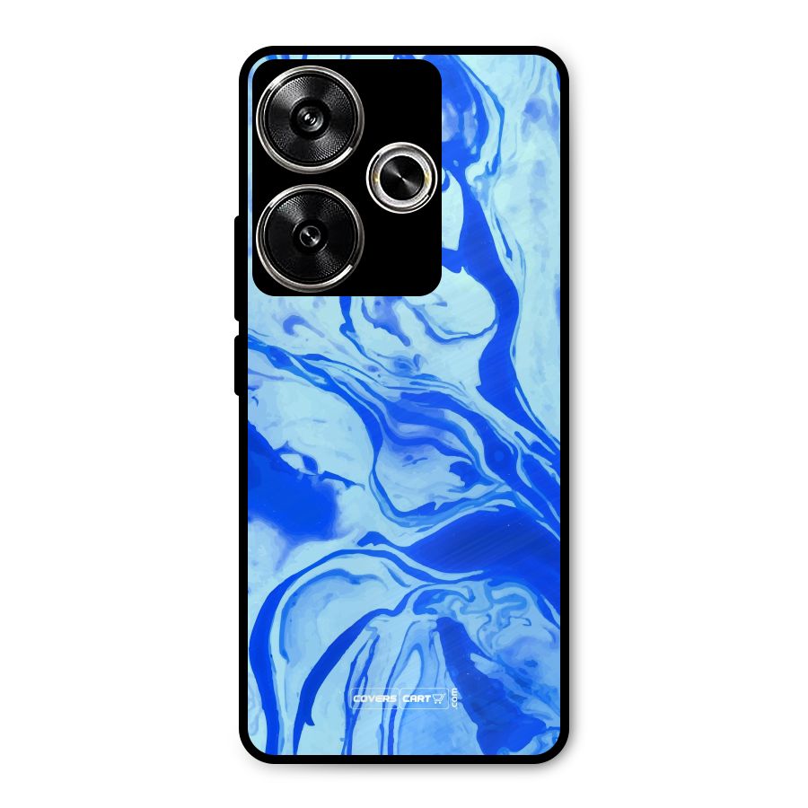 Blaze Blue Marble Texture Metal Back Case for Poco F6