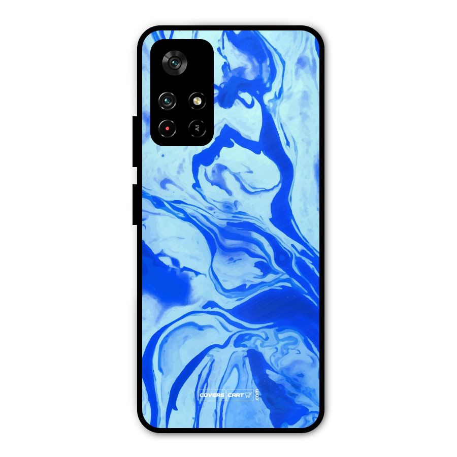 Blaze Blue Marble Texture Metal Back Case for Poco M4 Pro 5G