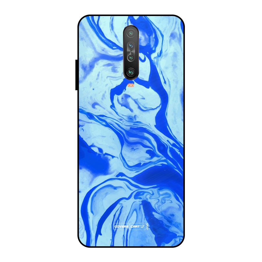 Blaze Blue Marble Texture Metal Back Case for Poco X2
