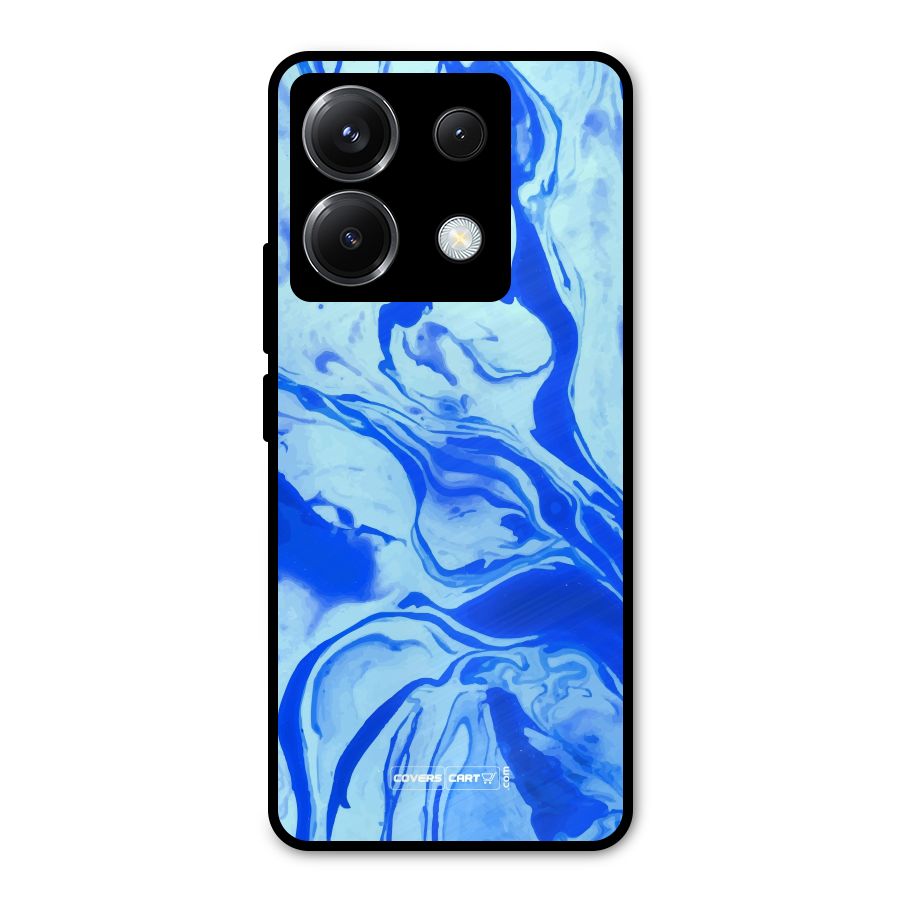 Blaze Blue Marble Texture Metal Back Case for Poco X6