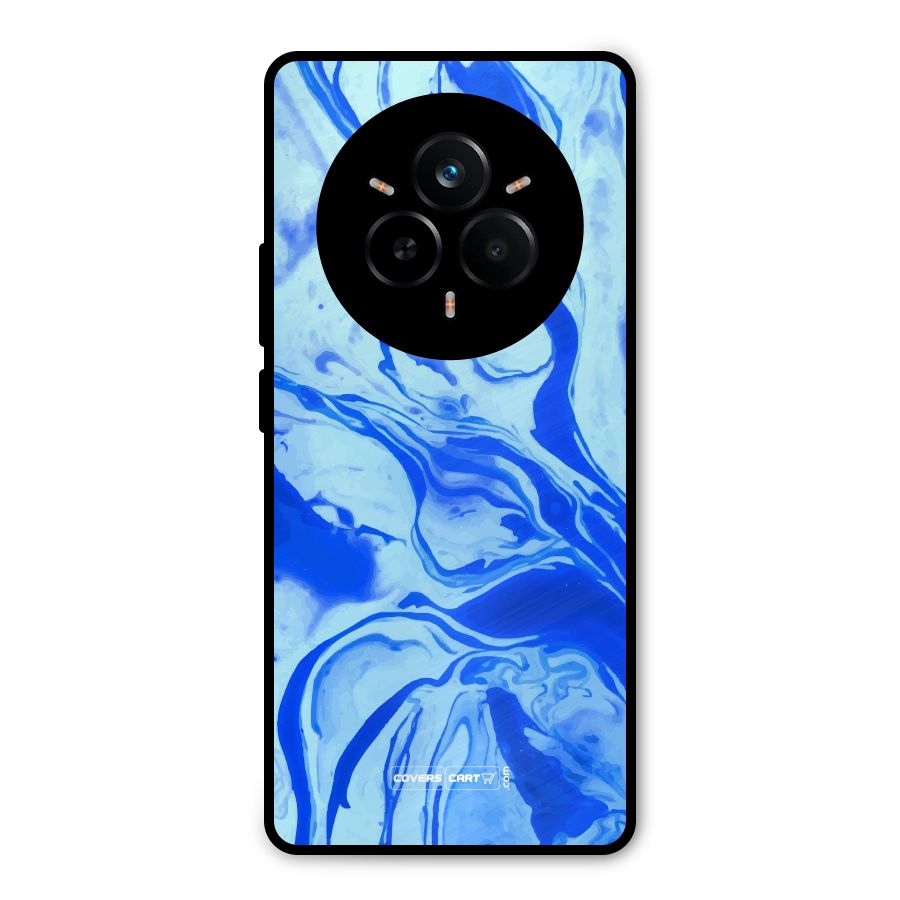 Blaze Blue Marble Texture Metal Back Case for Realme 14 Pro