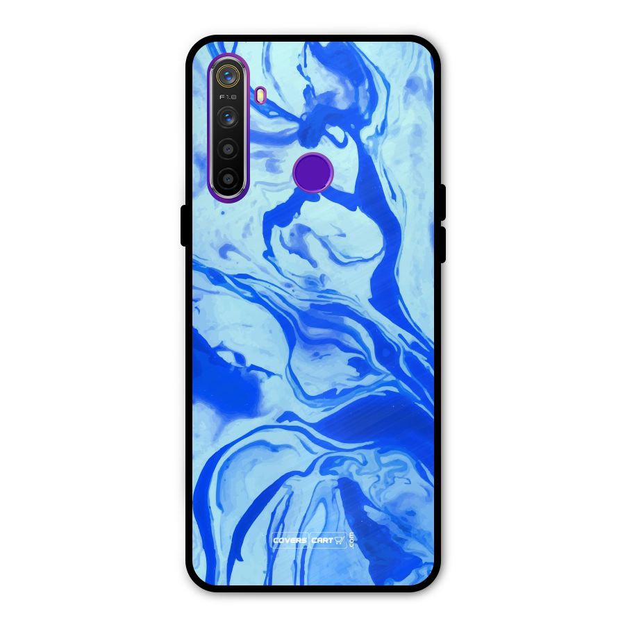 Blaze Blue Marble Texture Metal Back Case for Realme 5i