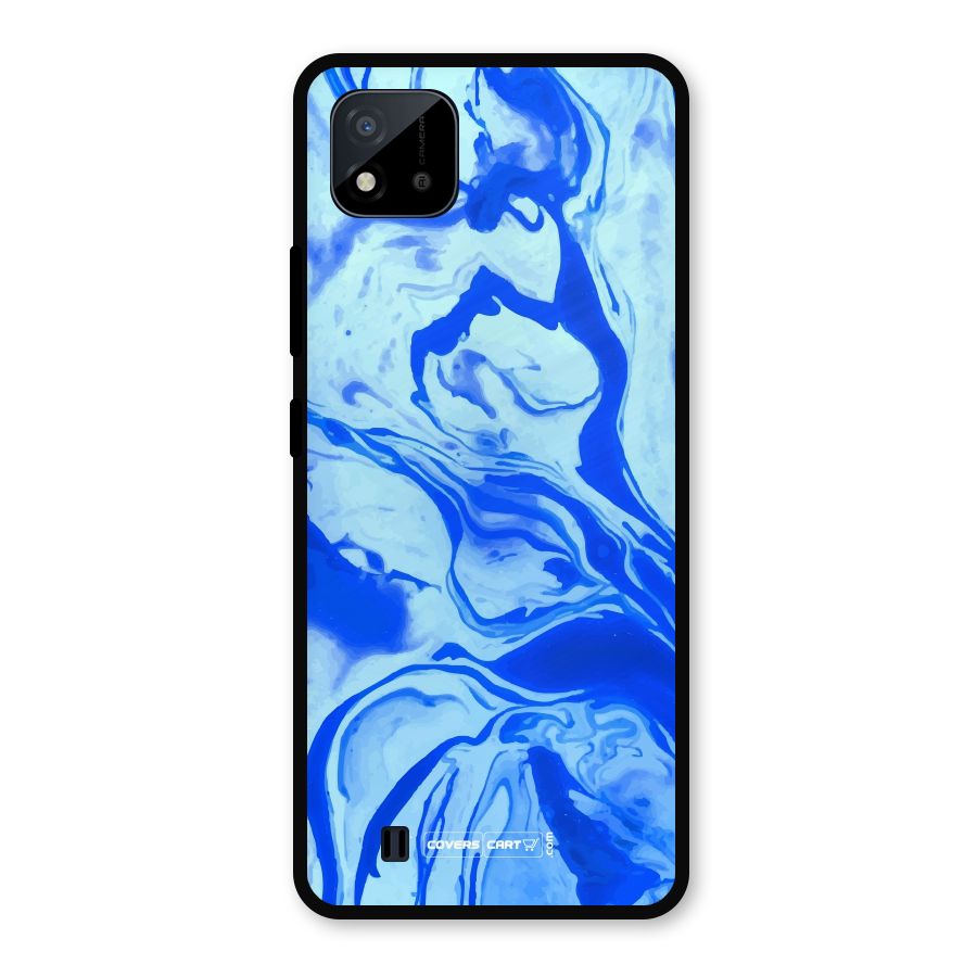 Blaze Blue Marble Texture Metal Back Case for Realme C11 2021