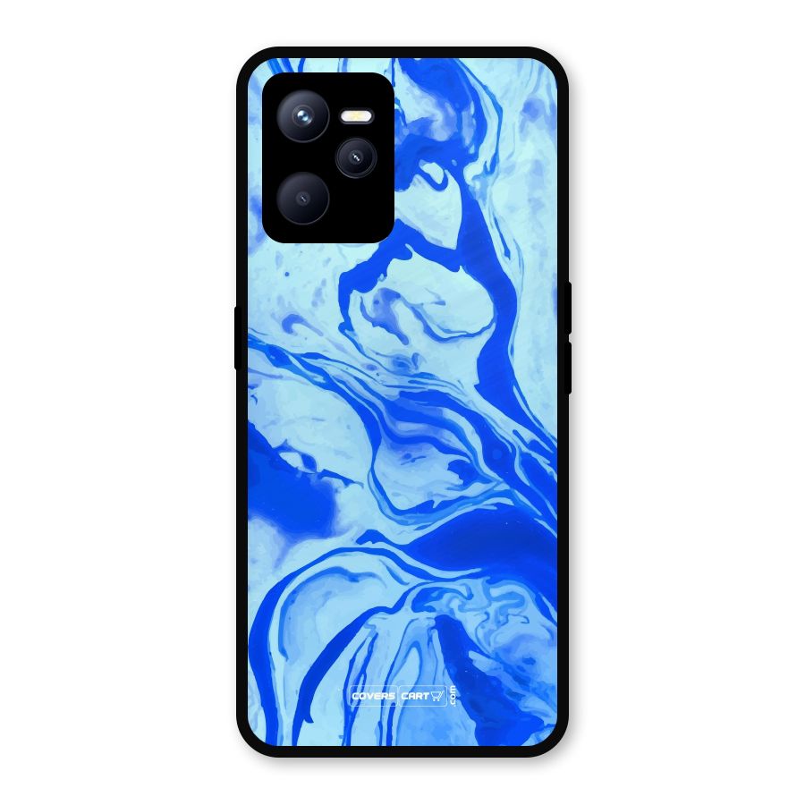 Blaze Blue Marble Texture Metal Back Case for Realme C35