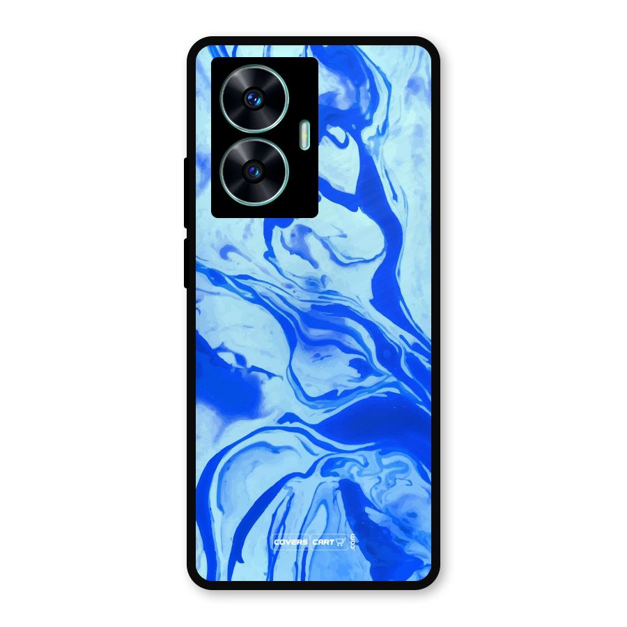 Blaze Blue Marble Texture Metal Back Case for Realme C55