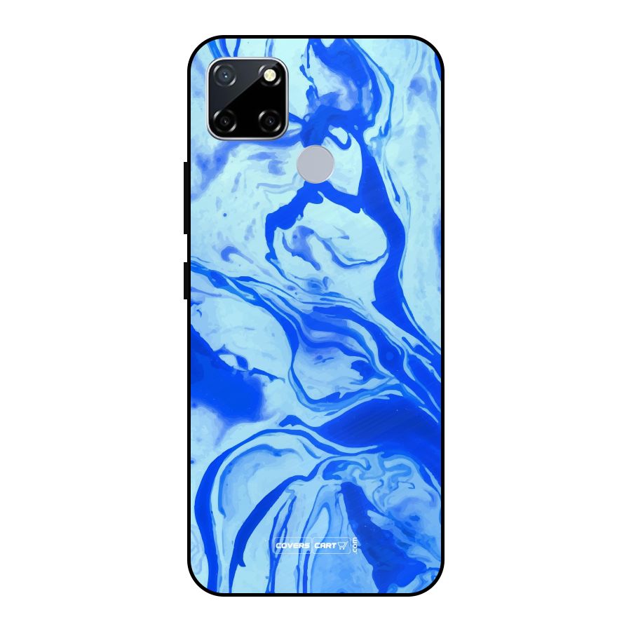 Blaze Blue Marble Texture Metal Back Case for Realme Narzo 20