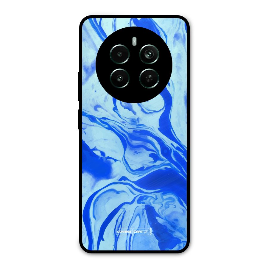 Blaze Blue Marble Texture Metal Back Case for Realme Narzo 70 Pro