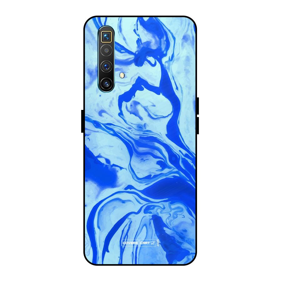 Blaze Blue Marble Texture Metal Back Case for Realme X3