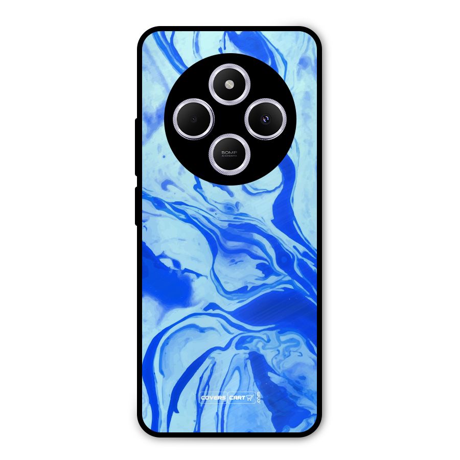 Blaze Blue Marble Texture Metal Back Case for Redmi 14C