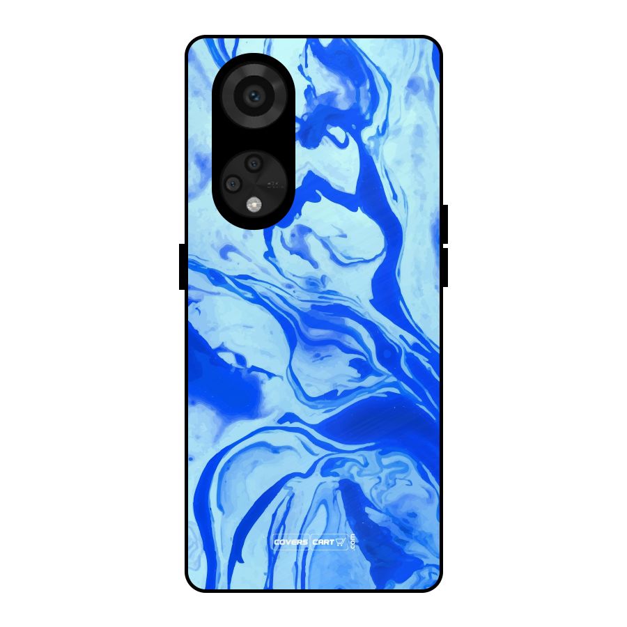 Blaze Blue Marble Texture Metal Back Case for Reno8 T 5G