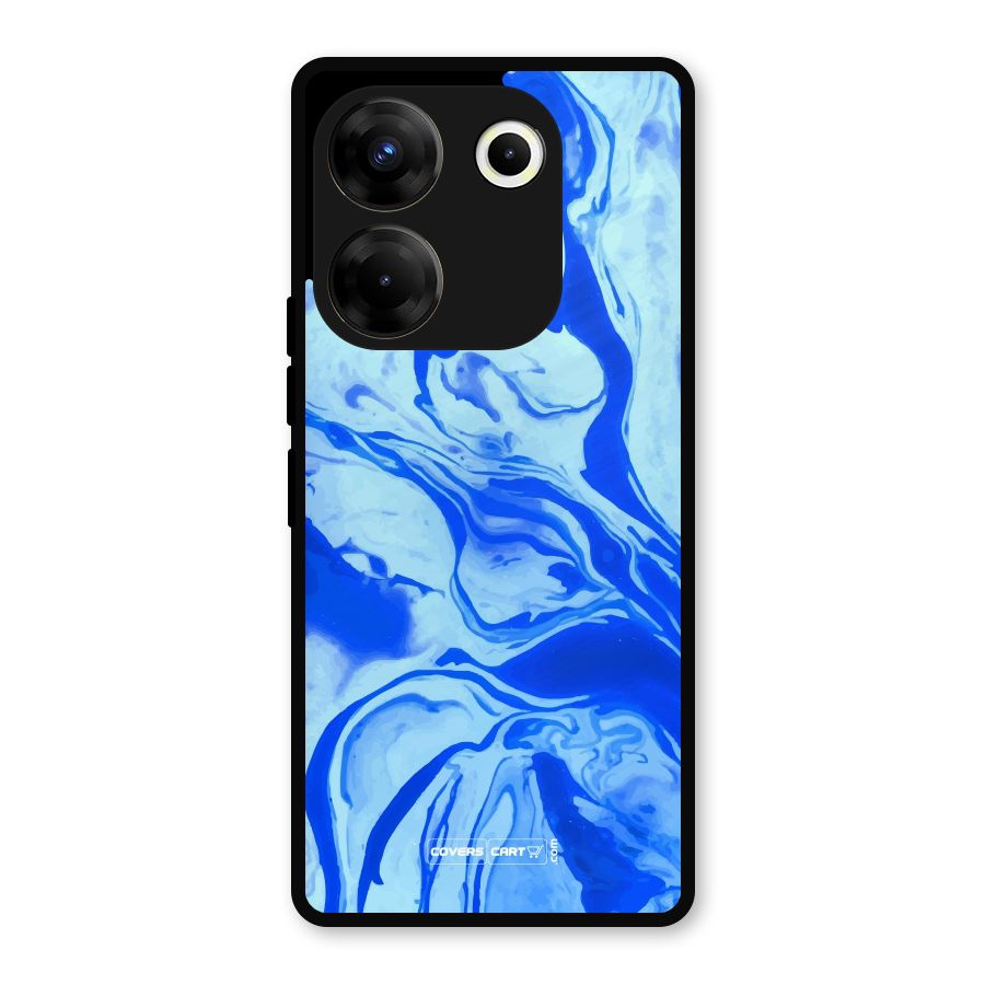 Blaze Blue Marble Texture Metal Back Case for Tecno Camon 20
