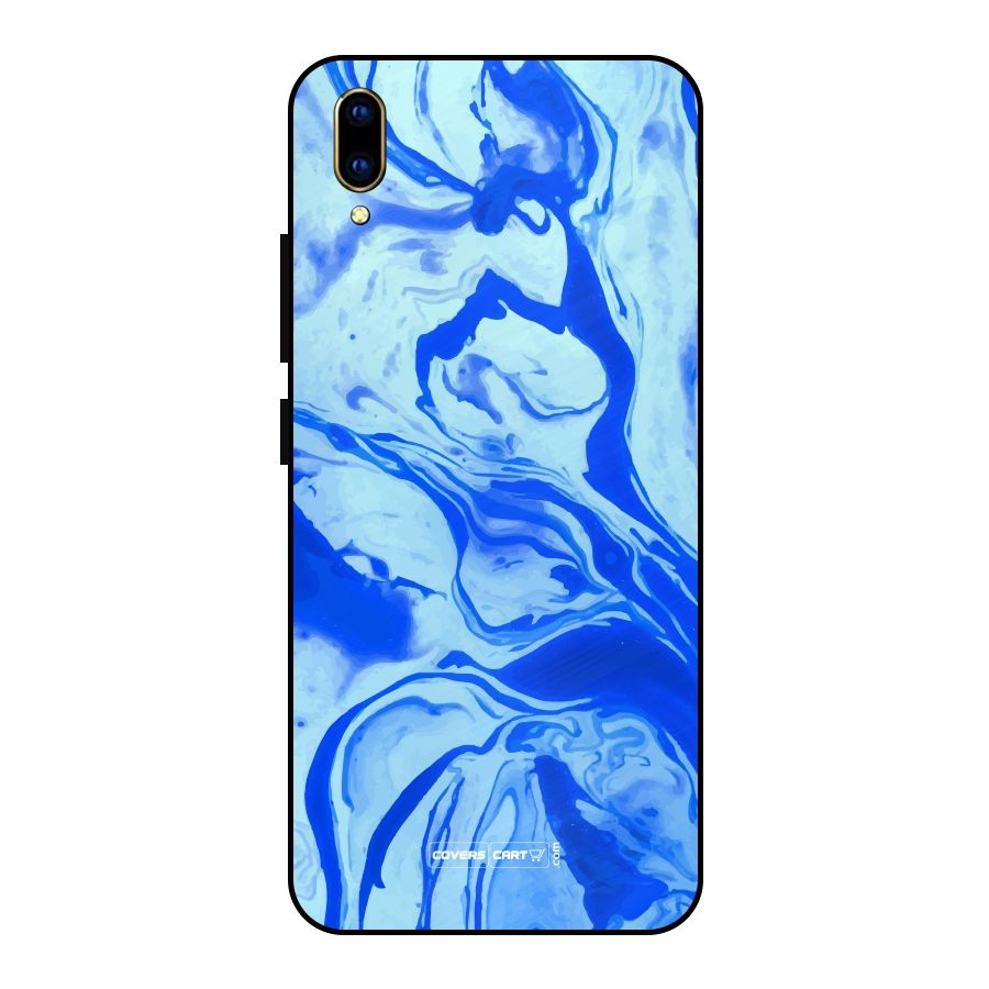 Blaze Blue Marble Texture Metal Back Case for Vivo V11 Pro