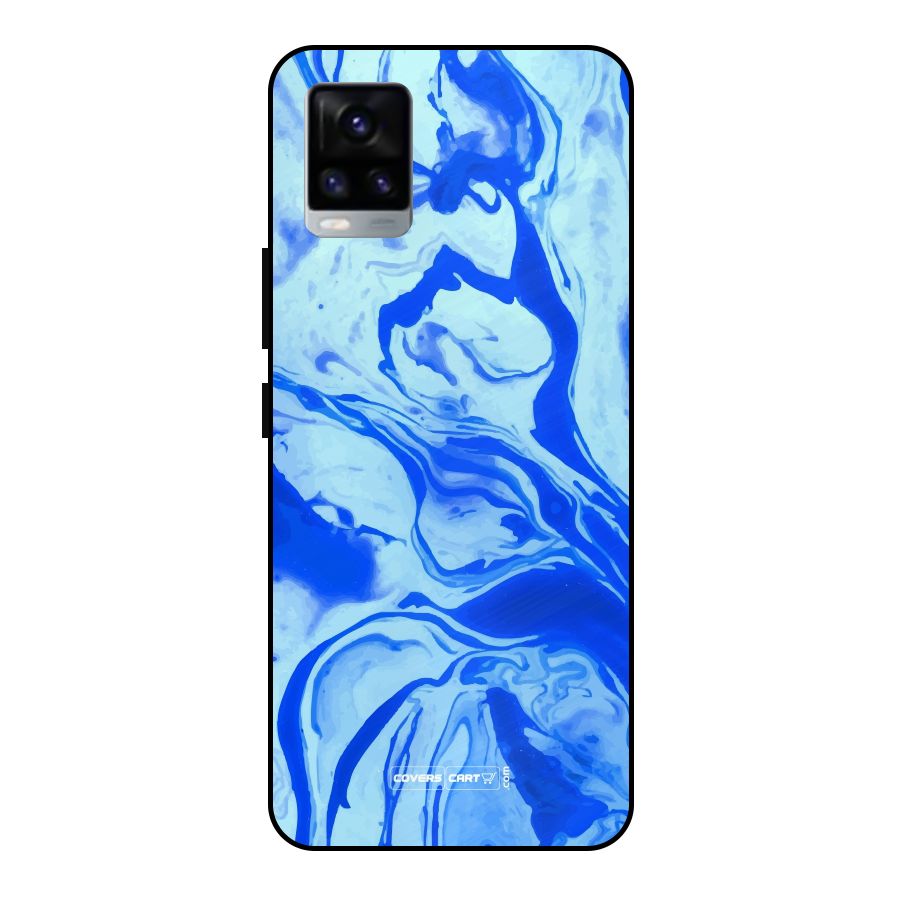 Blaze Blue Marble Texture Metal Back Case for Vivo V20 2021