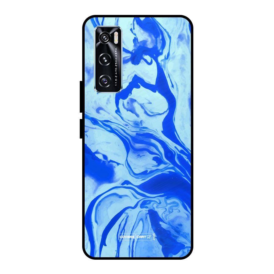 Blaze Blue Marble Texture Metal Back Case for Vivo V20 SE