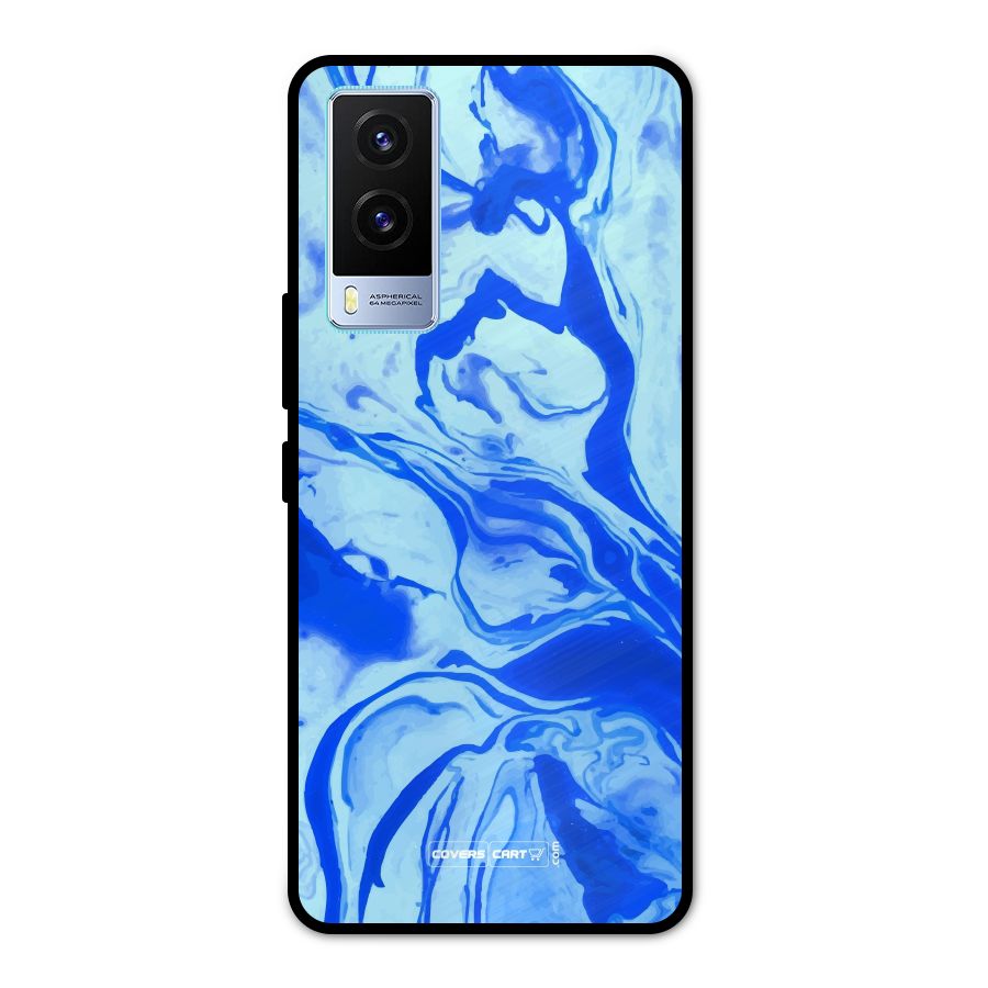 Blaze Blue Marble Texture Metal Back Case for Vivo V21e 5G
