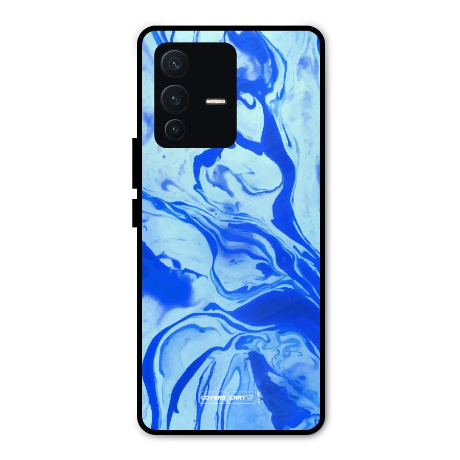 Blaze Blue Marble Texture Metal Back Case for Vivo V23 Pro
