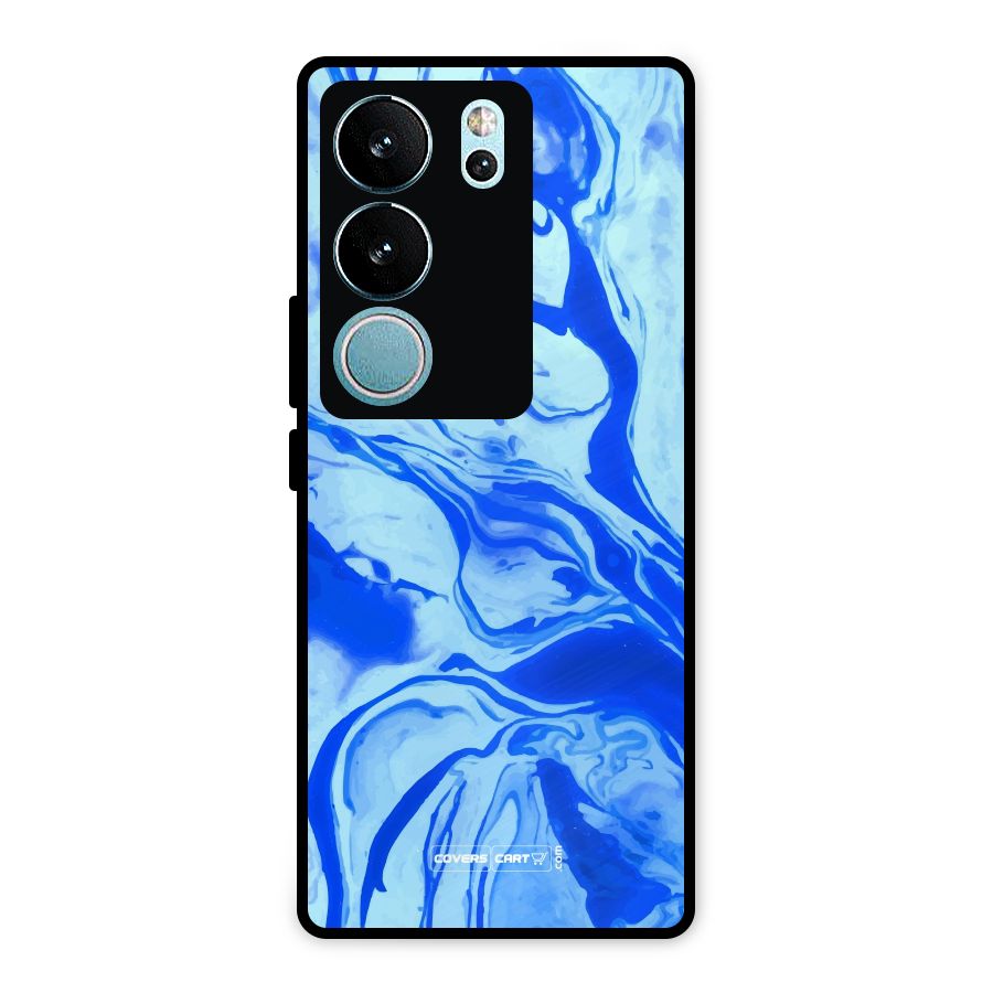 Blaze Blue Marble Texture Metal Back Case for Vivo V29