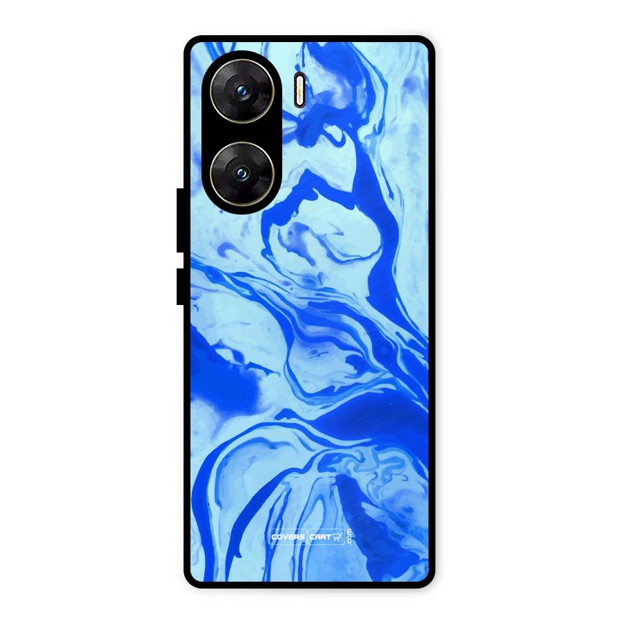 Blaze Blue Marble Texture Metal Back Case for Vivo V29e