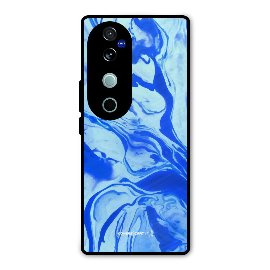 Blaze Blue Marble Texture Metal Back Case for Vivo V40