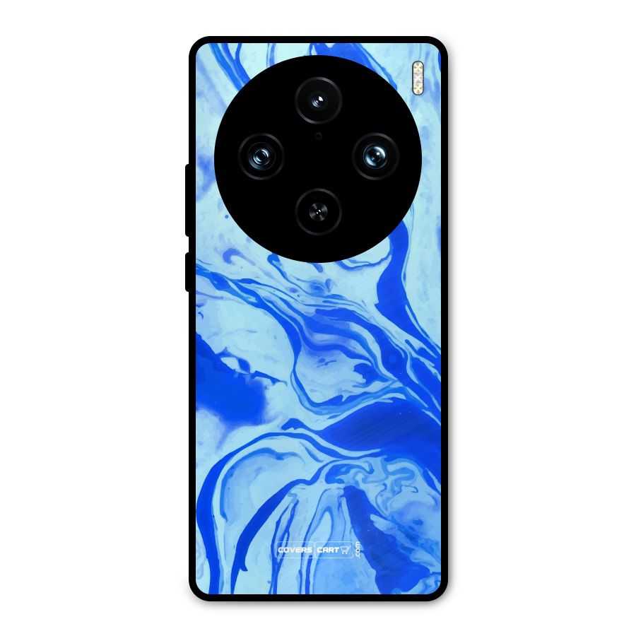Blaze Blue Marble Texture Metal Back Case for Vivo X100 Pro
