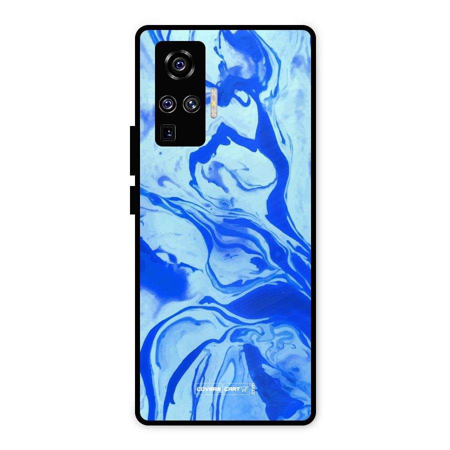 Blaze Blue Marble Texture Metal Back Case for Vivo X50 Pro