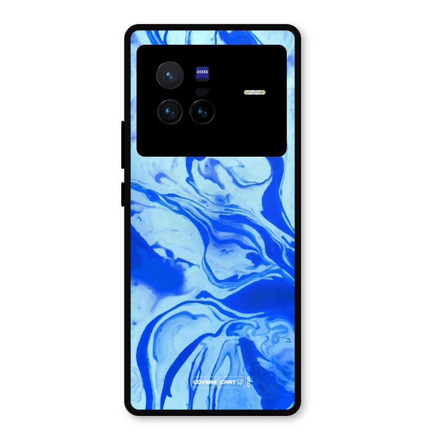 Blaze Blue Marble Texture Metal Back Case for Vivo X80
