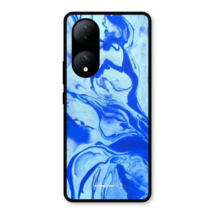 Blaze Blue Marble Texture Metal Back Case for Vivo Y100